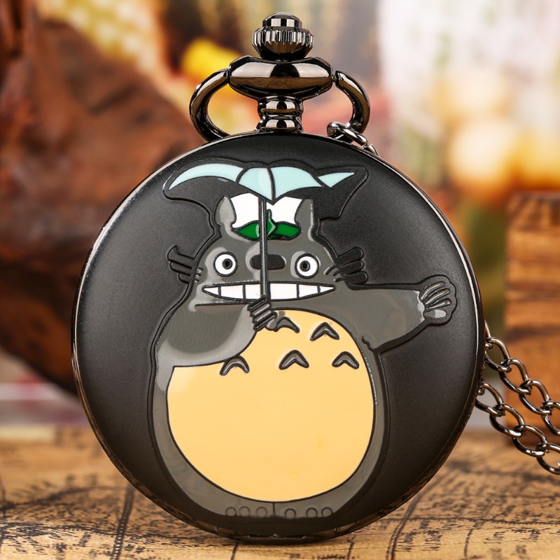 Vintage Pocket Watch - นาฬิกาพกควอตซ์ลายการ์ตูนโทโทโร่ เพื่อนบ้านของฉัน ของสะสมอนิเมะ วินเทจ พวงกุญแจ ของขวัญสำหรับแขวนกระเป๋าเป้