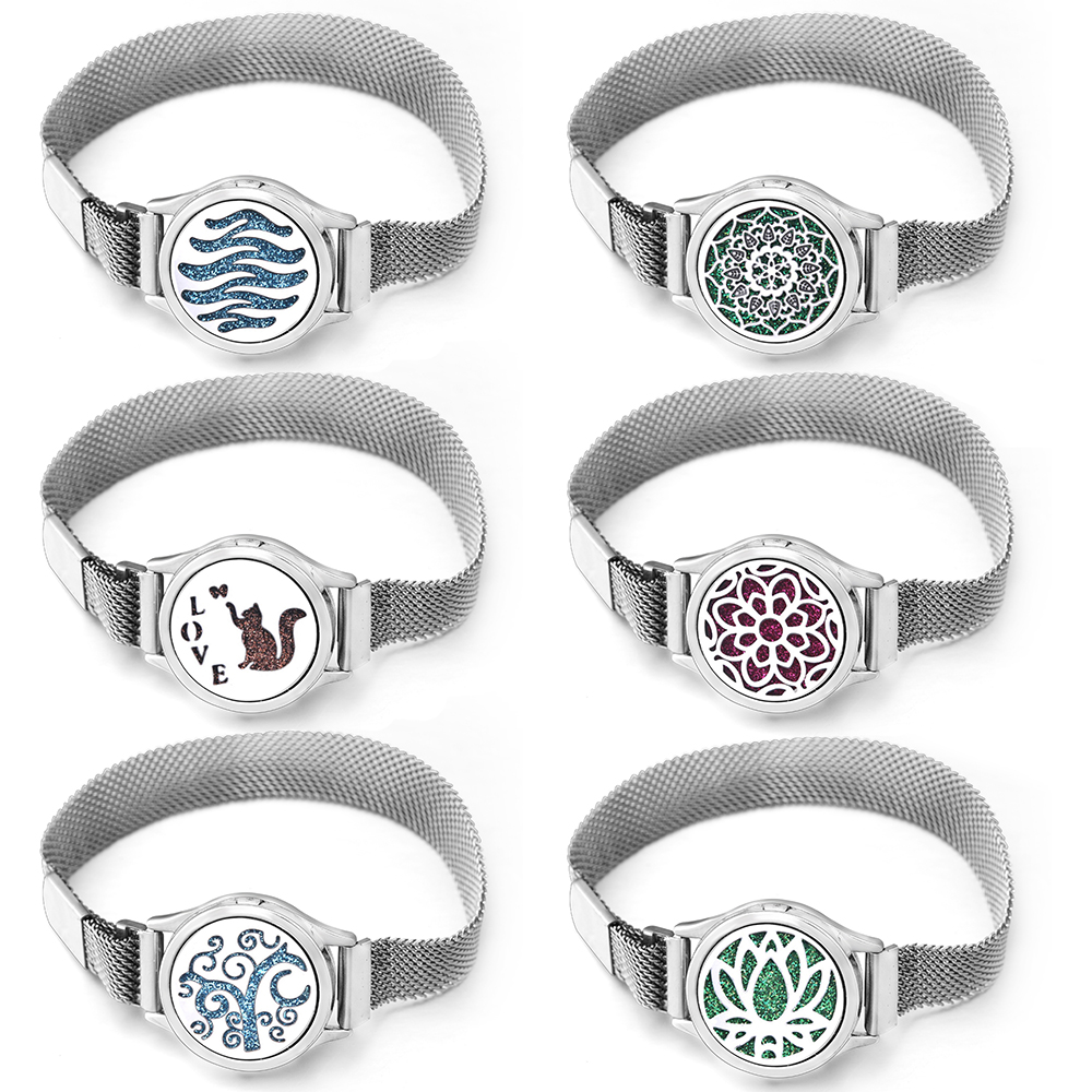 Jewelry Essentials Watches - อินเทรนด์ Lotus รูปแบบน้ํามันหอมระเหย Locket สร้อยข้อมือสแตนเลสนาฬิกาสายรัดข้อมือน้ําหอม Essential