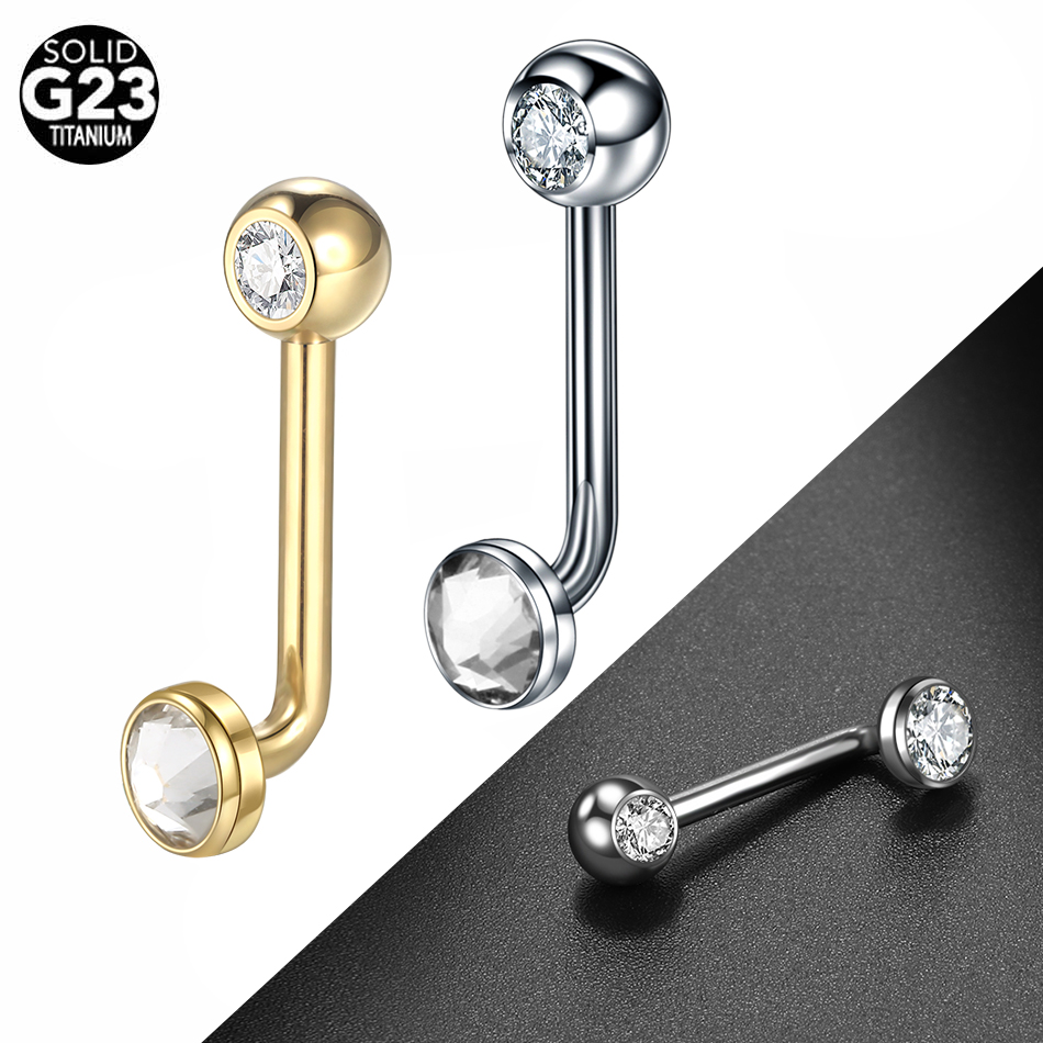 Christina Jewelry & Watches Marguerite Ørestik Forgyldt Sølv - 1PC G23 ไทเทเนียม CZ โค้ง Barbell