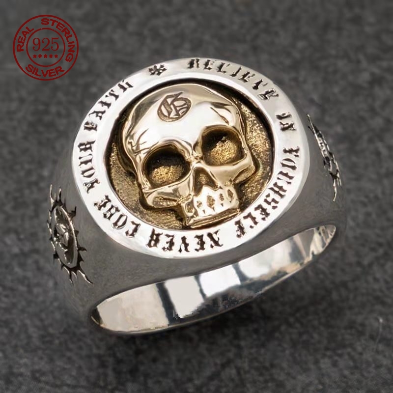 Gothic Skull Ring - S925 เงินสเตอร์ลิงแฟชั่นผู้ชายและผู้หญิง Skull แหวน Gothic Punk