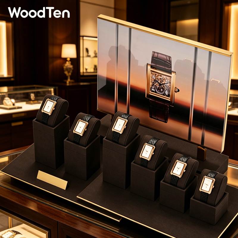 Watches Jewelry Holder - แท่นวางนาฬิกาไมโครไฟเบอร์ WoodTen ที่วางนาฬิกาข้อมือ ที่จัดเก็บเครื่องประดับ แท่นโชว์นาฬิกาและเครื่องประดับ อุปกรณ์จัดแสดงนาฬิกา