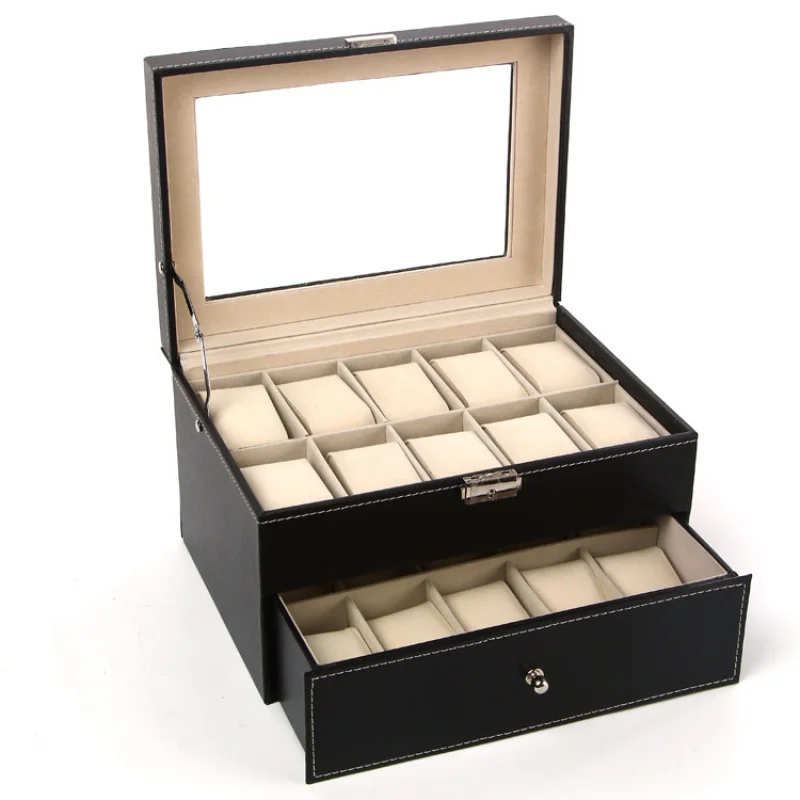 Jewelry Watches For Sale - กล่องใส่นาฬิกาแบบ 20 ช่องลายพินโฮล ขายตรงจากโรงงาน กล่องใส่เครื่องประดับ กล่องนาฬิกาสองชั้น