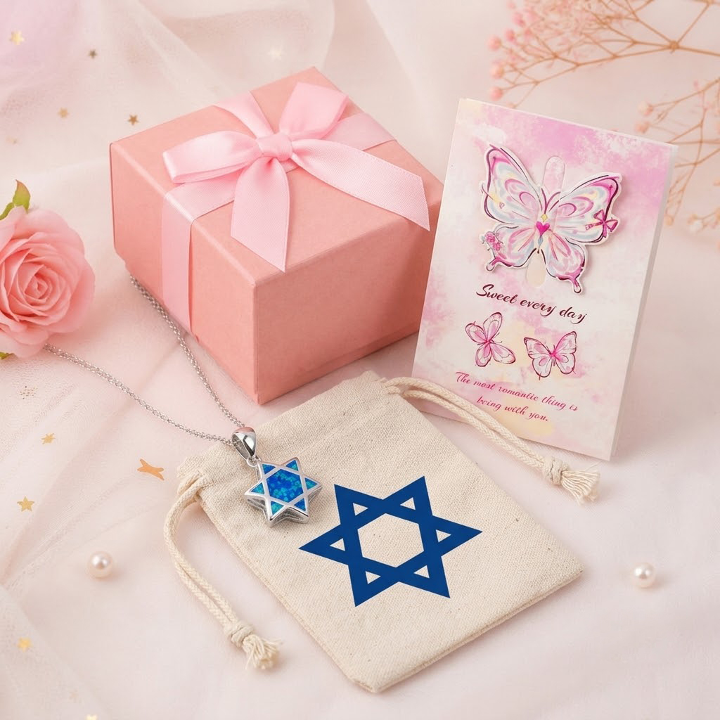 Jewelry & Watches Ltd - จี้สร้อยคอรูปดาวหกแฉกโอปอลแบบกลับด้านได้ เครื่องรางป้องกันภัยแบบยิว สร้อยเงิน ของขวัญสำหรับผู้หญิง