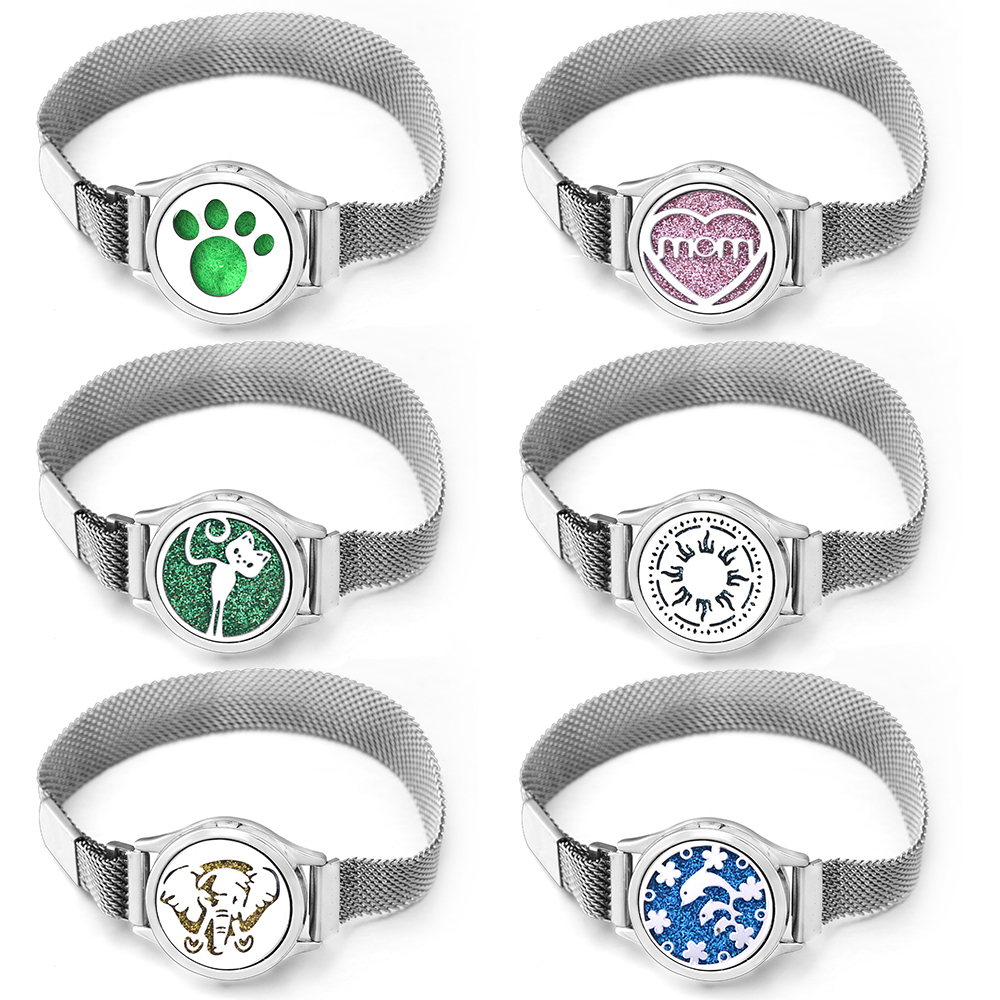 Jewelry Essentials Watches - สร้อยข้อมือรูปหัวใจและอโรมาเทอราพีสร้อยข้อมือล็อกเก็ตสแตนเลสนาฬิกาน้ำมัน Essential สายรัดข้อมือสร้อยข้อมือเครื่องพ่นกลิ่นหอม