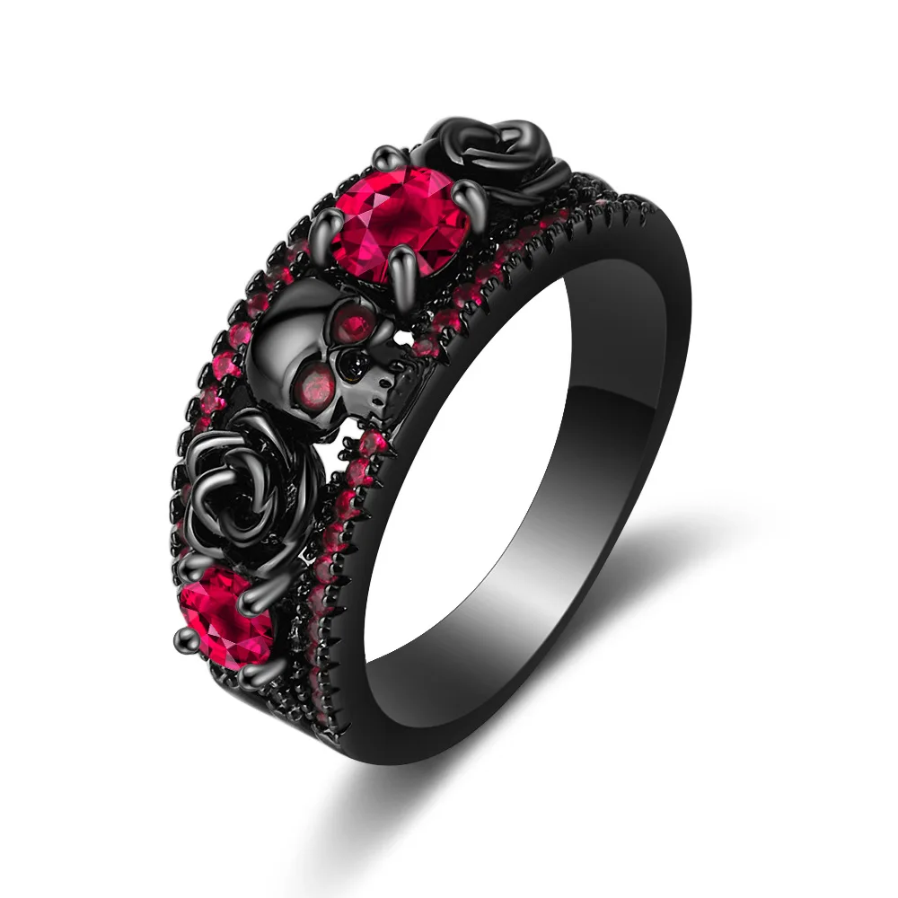 ปืนชุบดอกไม้หัวกะโหลกพังก์ย้อน - Gothic Skull Ring บทวิจารณ์และราคา