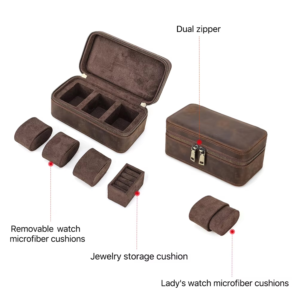 กล่องเก็บนาฬิกาหนังแท้แบบวินเท - Jewelry Watches Men บทวิจารณ์และราคา