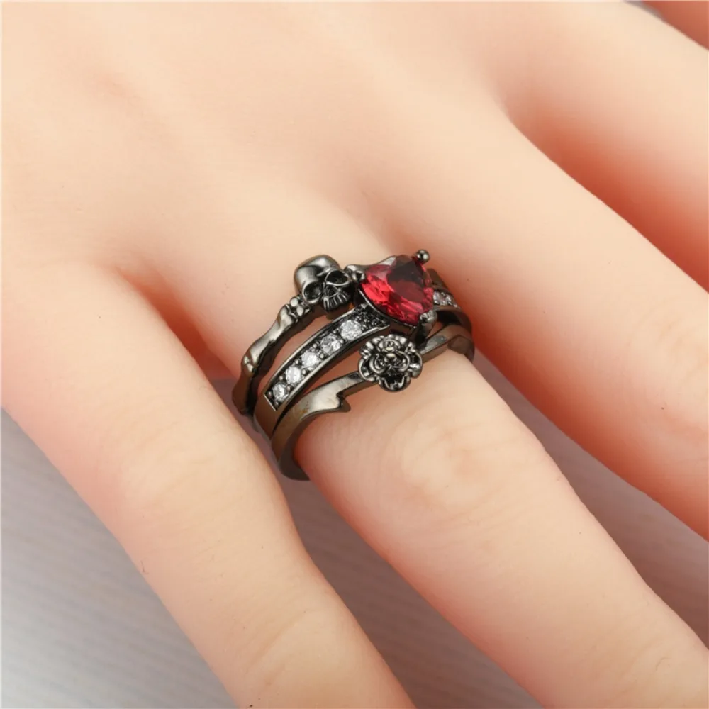 Gothic ฝัง Dark Skull รูปหัวใจ - Gothic Skull Ring บทวิจารณ์และราคา
