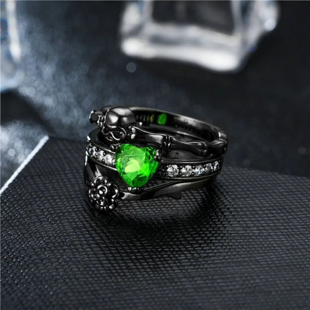 Gothic ฝัง Dark Skull รูปหัวใจ - Gothic Skull Ring บทวิจารณ์และราคา