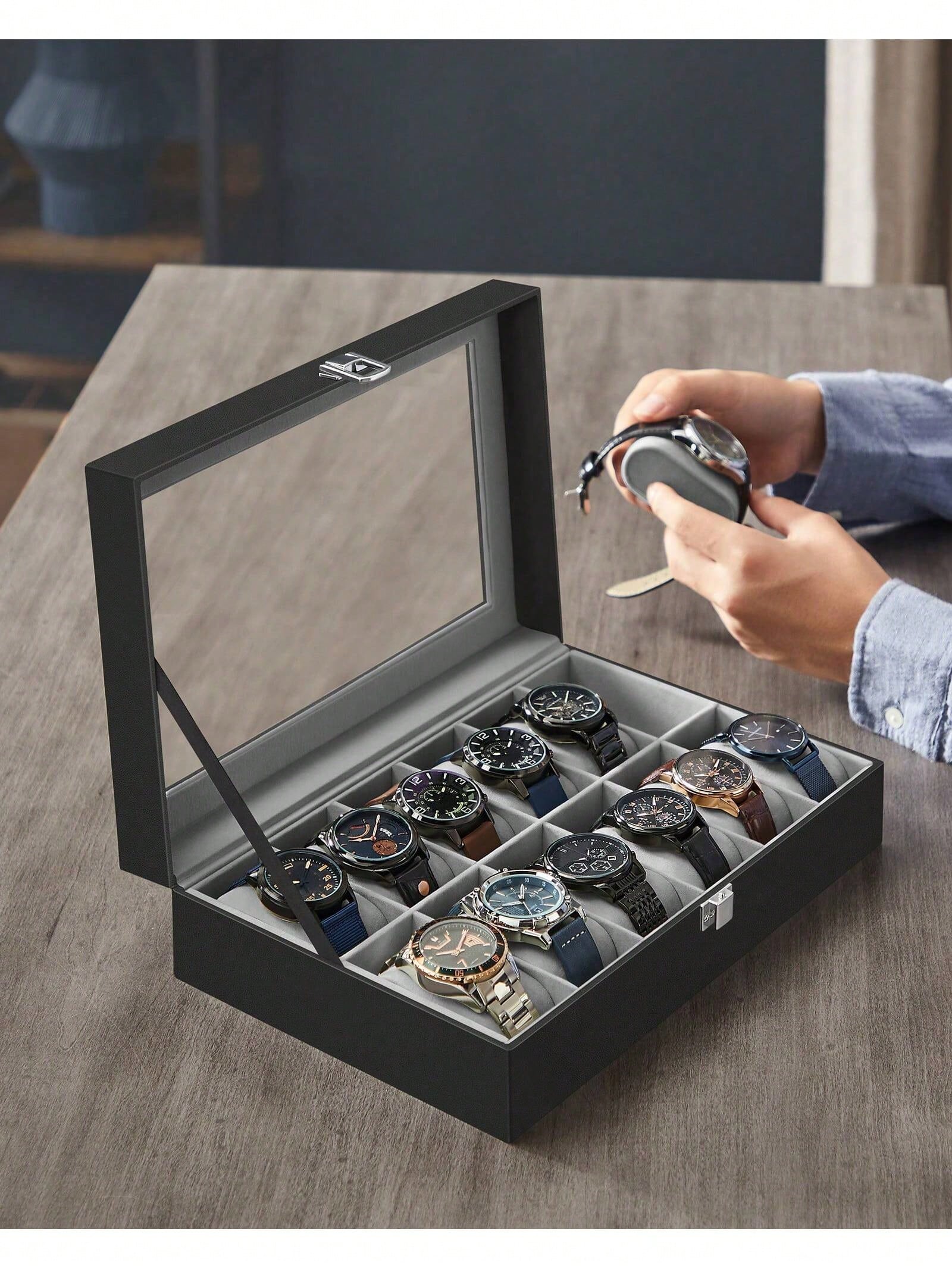 กล่องเก็บนาฬิกาแบบล็อคได้ 12 ช - Jewelry Stores Watches บทวิจารณ์และราคา