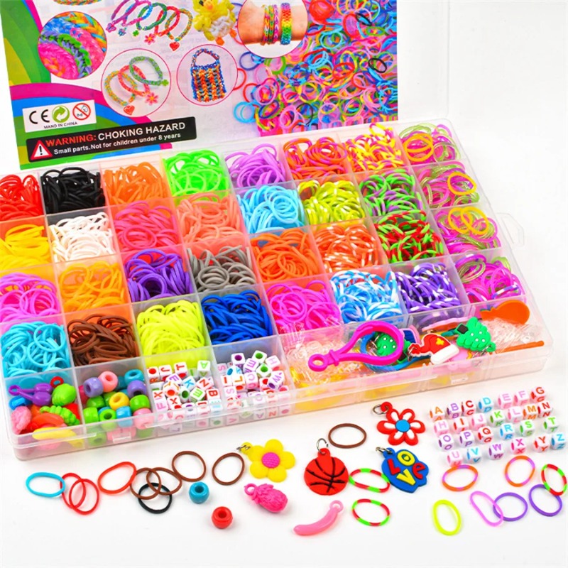 4300 ชิ้น+ ชุดยางรัดหลากสี 32  - Charm Bracelet Beads บทวิจารณ์และราคา